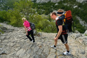 Hikers, Paklenica National Park, Velebit Nature Park, Rewilding Europe rewilding area, Velebit mountains, Croatia