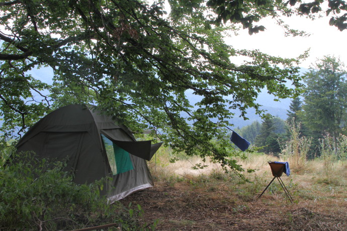 Testing the Tented Camp equipment in Southern Carpathians rewilding landscape, Romania.
