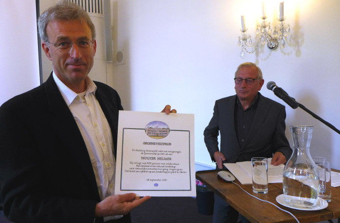Wouter Helmer, co-founder and Rewilding Director of Rewilding Europe receives the ‘Groeneveld Award’ (Groeneveldprijs) at the Groeneveld Castle in Baarn, the Netherlands.