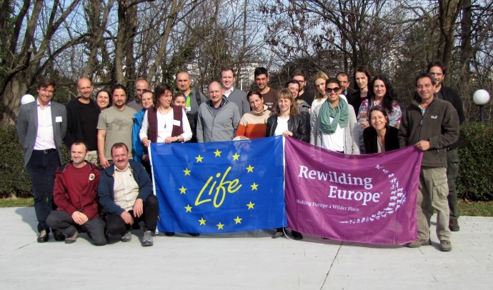 Rewilding Europe team members and partners from LIFE Vulture and LIFE Bison projects at the kick-off meeting in Haskovo, Bulgaria.