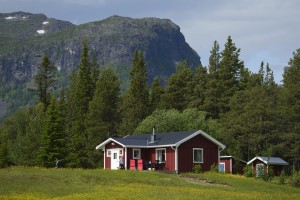 The village near the Årrenjarka lodge near Kvikkjokk, Norrbotten, Lapland rewilding landscape, Sweden.