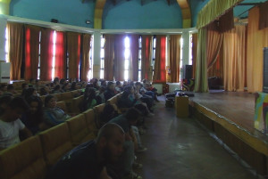 Children watching the documentary “Tarpans - repainting an ancient picture” as part of Earth Day celebration, Kardzhali, Bulgaria.
