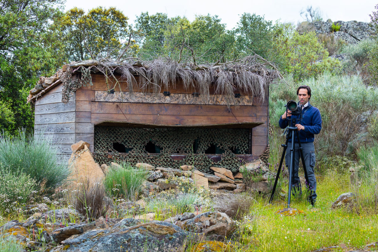 The owner of Wildlife Portugal, Fernando Romão, at his wildlife watching hide in northern Portugal's Côa Valley. Wildlife Portugal is another of the cluster of small businesses in and around Faia Brava that has received a loan from Rewilding Europe Capital.