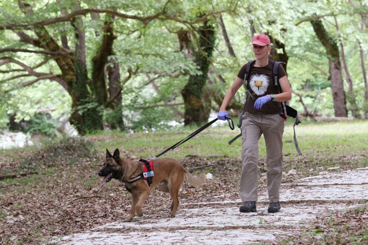 Ela (the handler) and Kiko (a mix of German and Belgian shepherd dog) are one of the anti-poison units based in Greece.