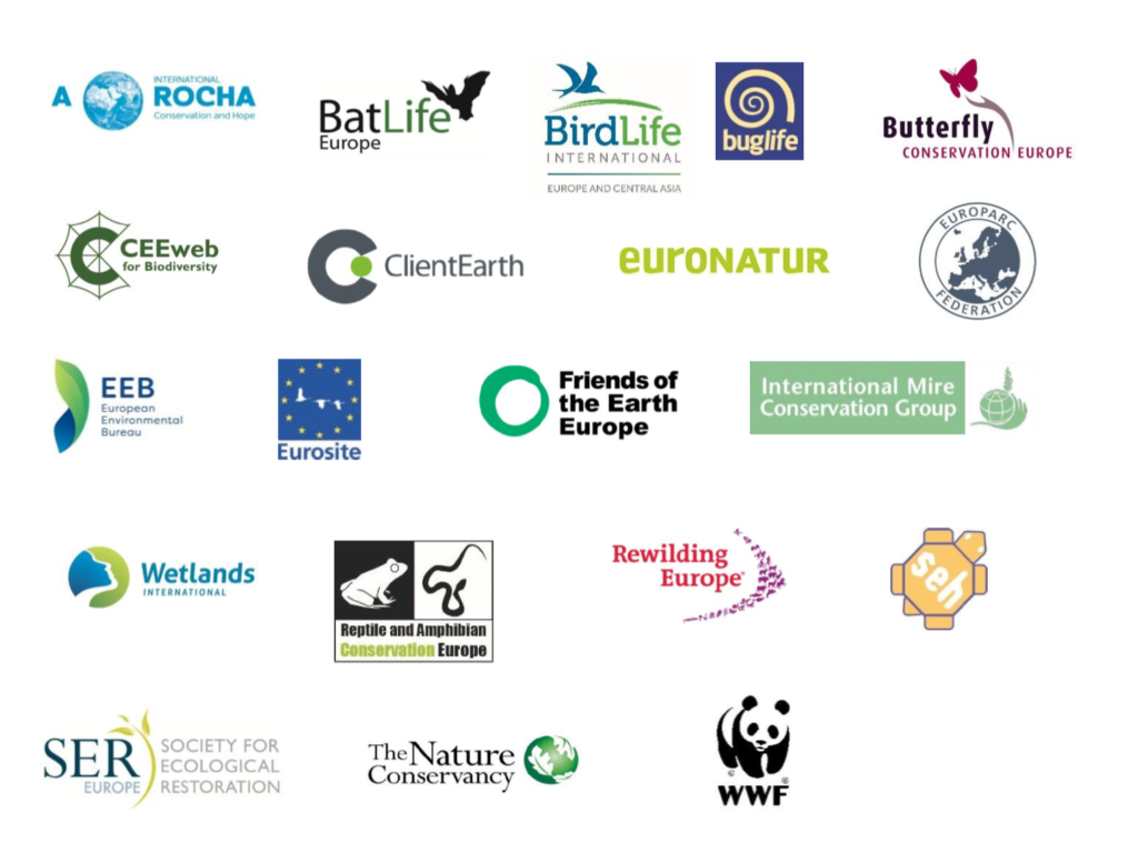 The 20 organisations that signed the position paper on on Biodiversity Strategy, working together under the European Habitat Forum.