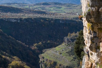 Climber on cliff in the Majella National Park