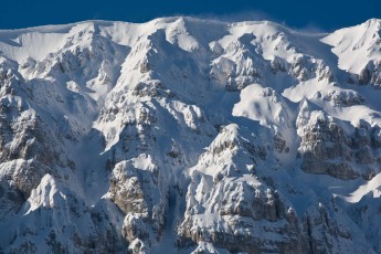 The steep northern slope of Mount Sirente covered in snow, Sirente-Velino Regional Park