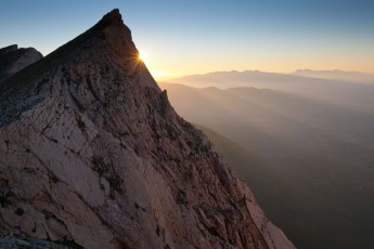 Last sunrays on northern slope of Mount Camicia in the Gran Sasso Massif in the Gran Sasso National Park
