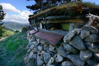 Wildlife watching hide in  Rhodope Mountains rewilding area, Bulgaria.