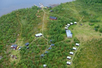 Tjuonajokk fishing camp, Kaitum river, Stora Sjöfallet National Park, Lapland