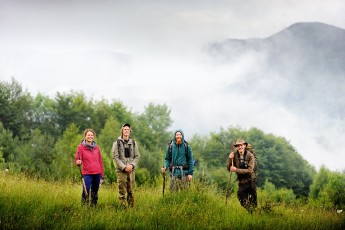 Young naturalists studying the habitat of the bison in the Southern Carpathians