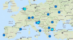 Locations of European Rewilding Network members attending the Webinar.