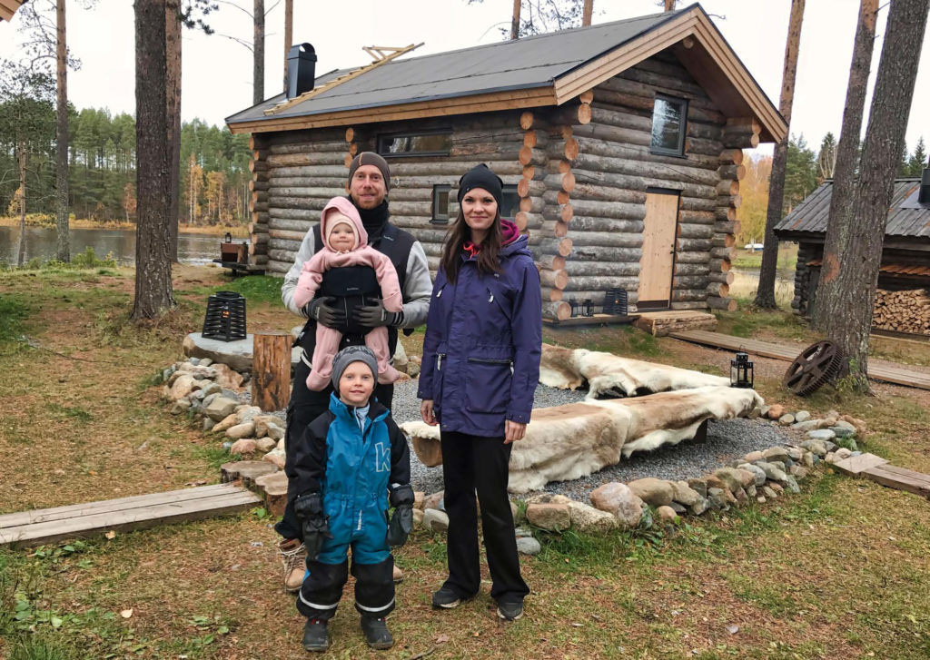 Niklas Wede and family in Swedish Lapland
