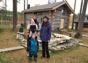 Niklas Wede and family in Swedish Lapland