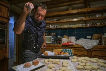 Preparing food in the Southern Carpathians