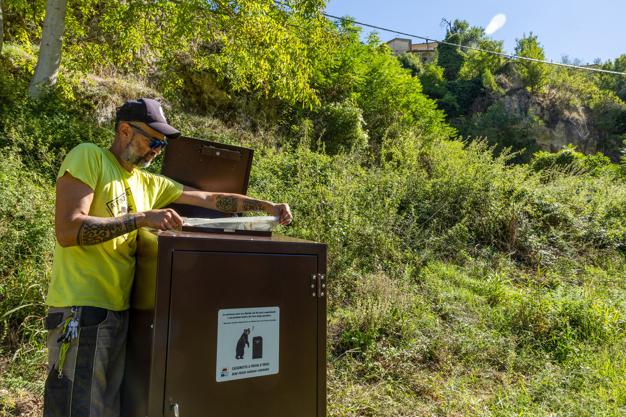Assembling a bear proof bin to promote human-bear coexistence in the Central Apennines, Italy.